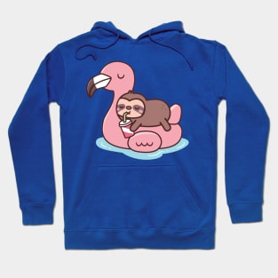 Chilling flamingo sloth beach 2 Hoodie